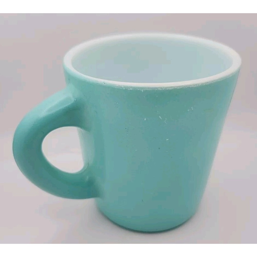 VINTAGE Hazel Atlas A - 15 Turquoise Milk Glass Coffee Mug Mid‎ Century Modern